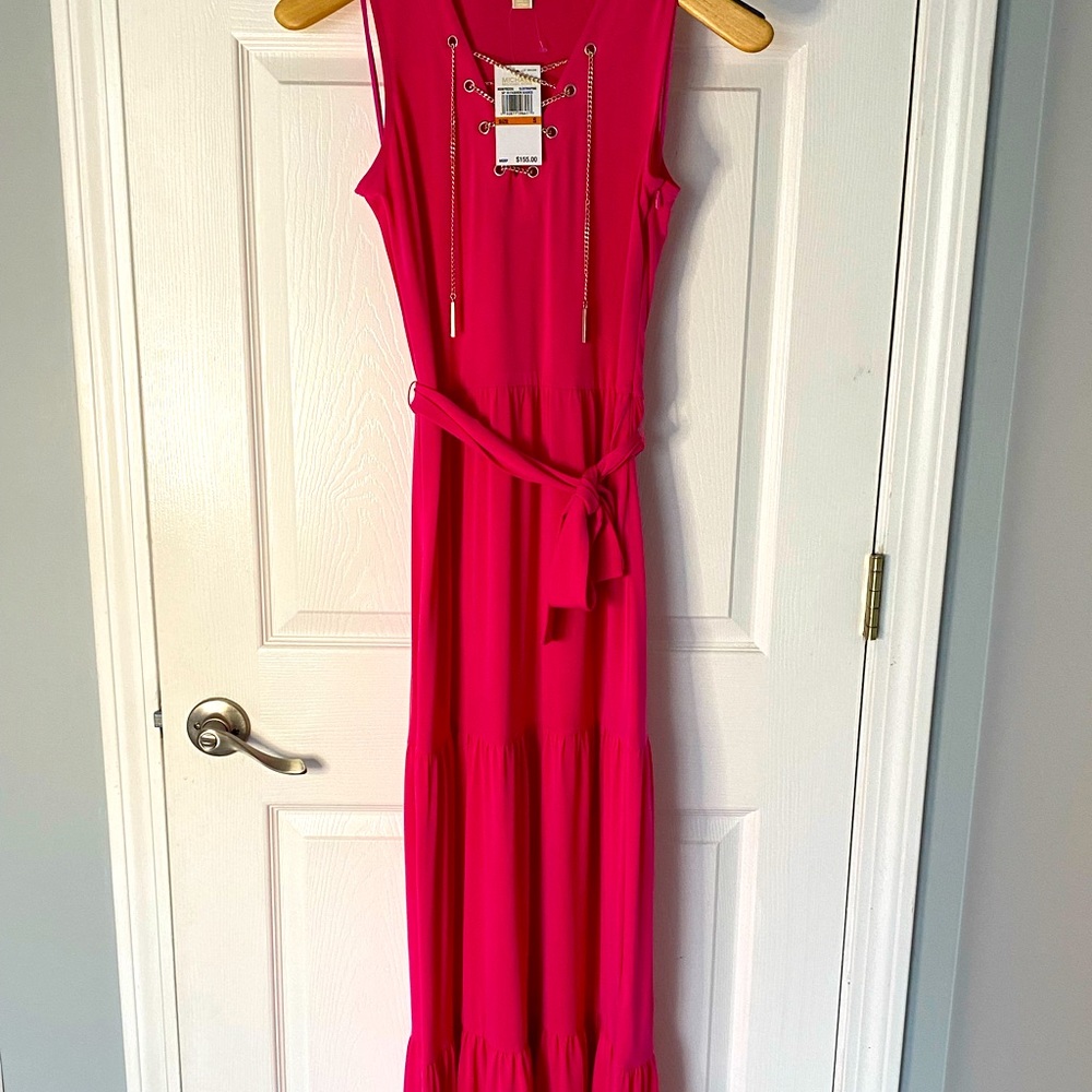🩷🩷🩷Michael Kors Fuschia Tiered Full-length Sun Dress